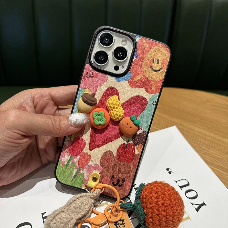 杨幂同款好柿发生适用苹果16手机壳iPhone15promax卡通油画14