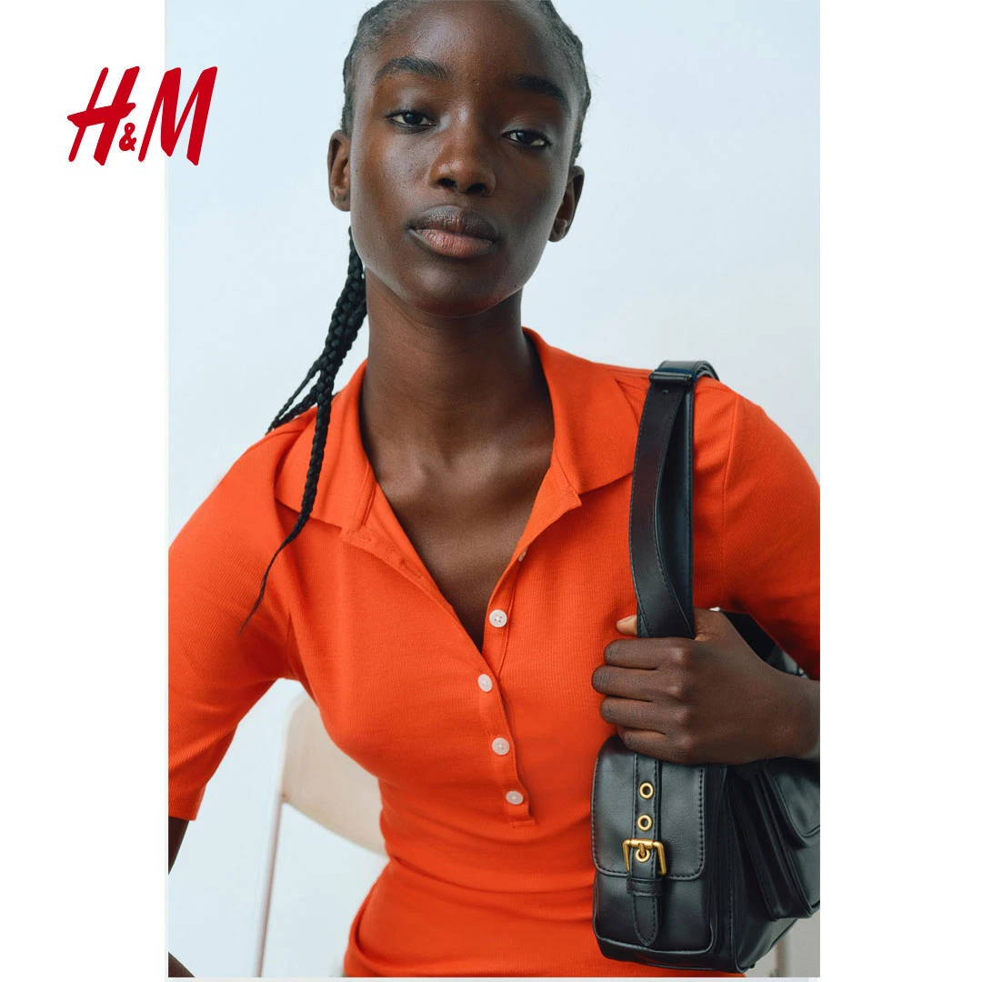 HM2025春季新款女装春游出行简约休闲百搭通勤短袖Polo衫1272032