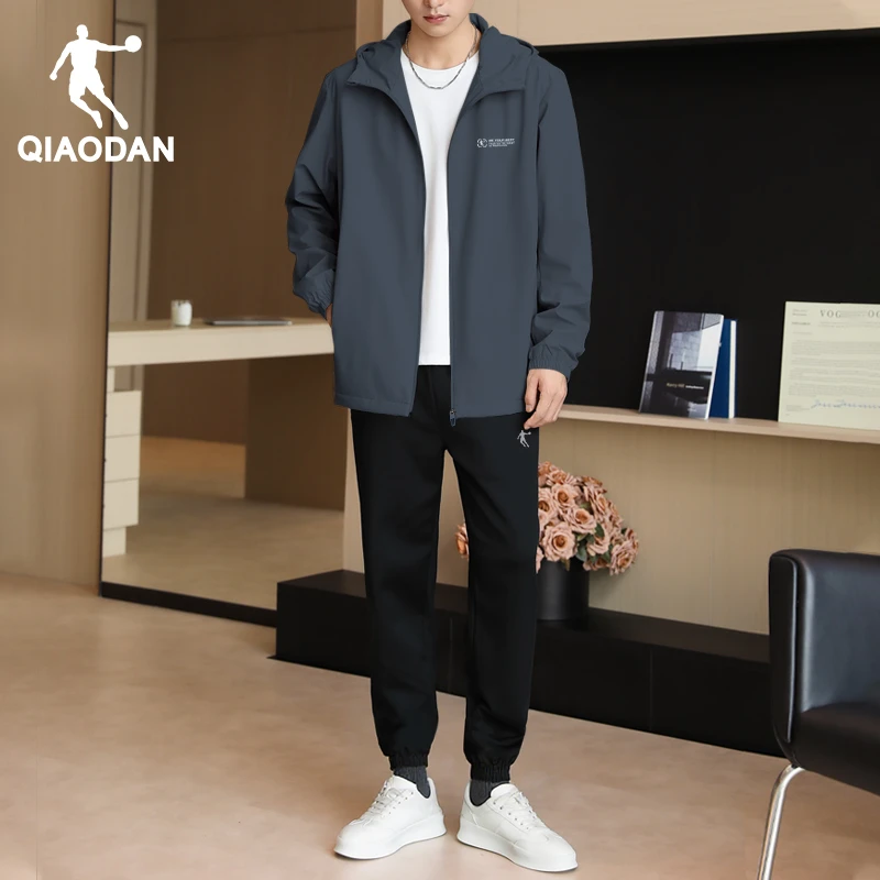 乔丹运动套装男2025新款秋季连帽外套跑步健身服休闲服长裤两件套