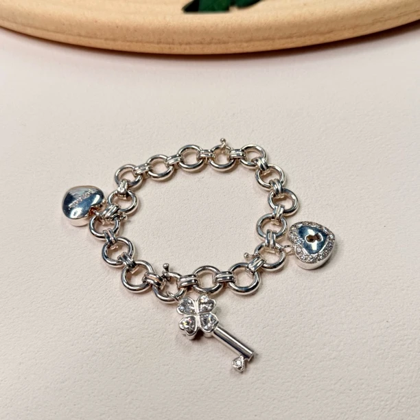 90新  【六六中古】孤品简约925爱心手链as1654手围18