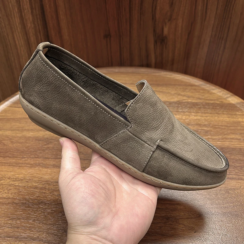 头层牛皮一脚蹬男鞋透气真皮透气豆豆鞋休闲鞋潮鞋男士软底皮鞋