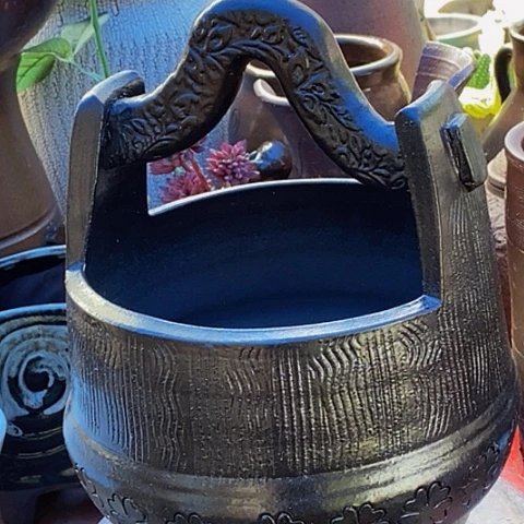 紫砂花盆口21深19手工瑕疵