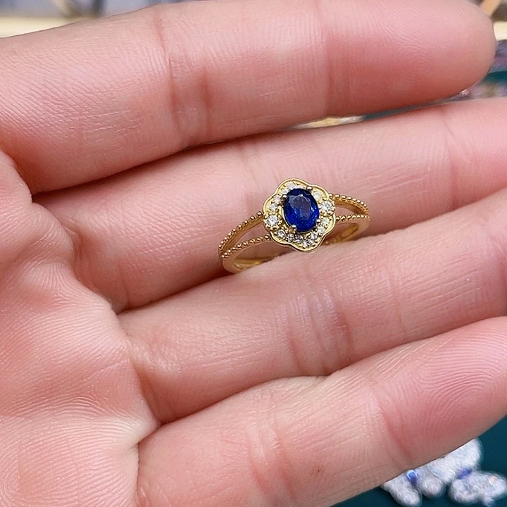蓝宝石戒指14K金镶嵌