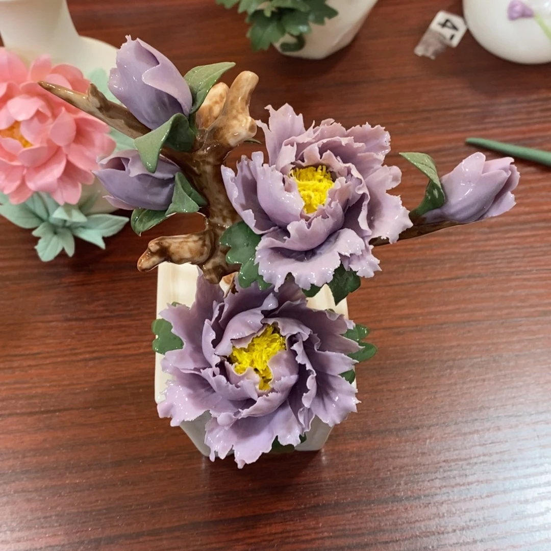 瓷片陶瓷手工花摆件