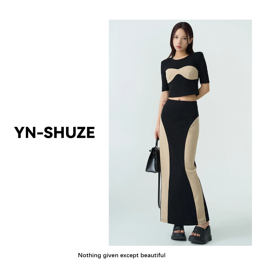 YN-SHUZE【YN-SHUZE】设计师款自制拼色小众结构套装YNC-236108