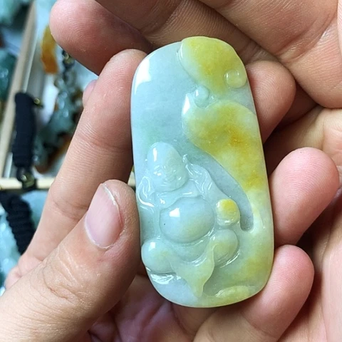 颈饰未镶嵌翡翠福豆豆珠宝翡翠颈饰