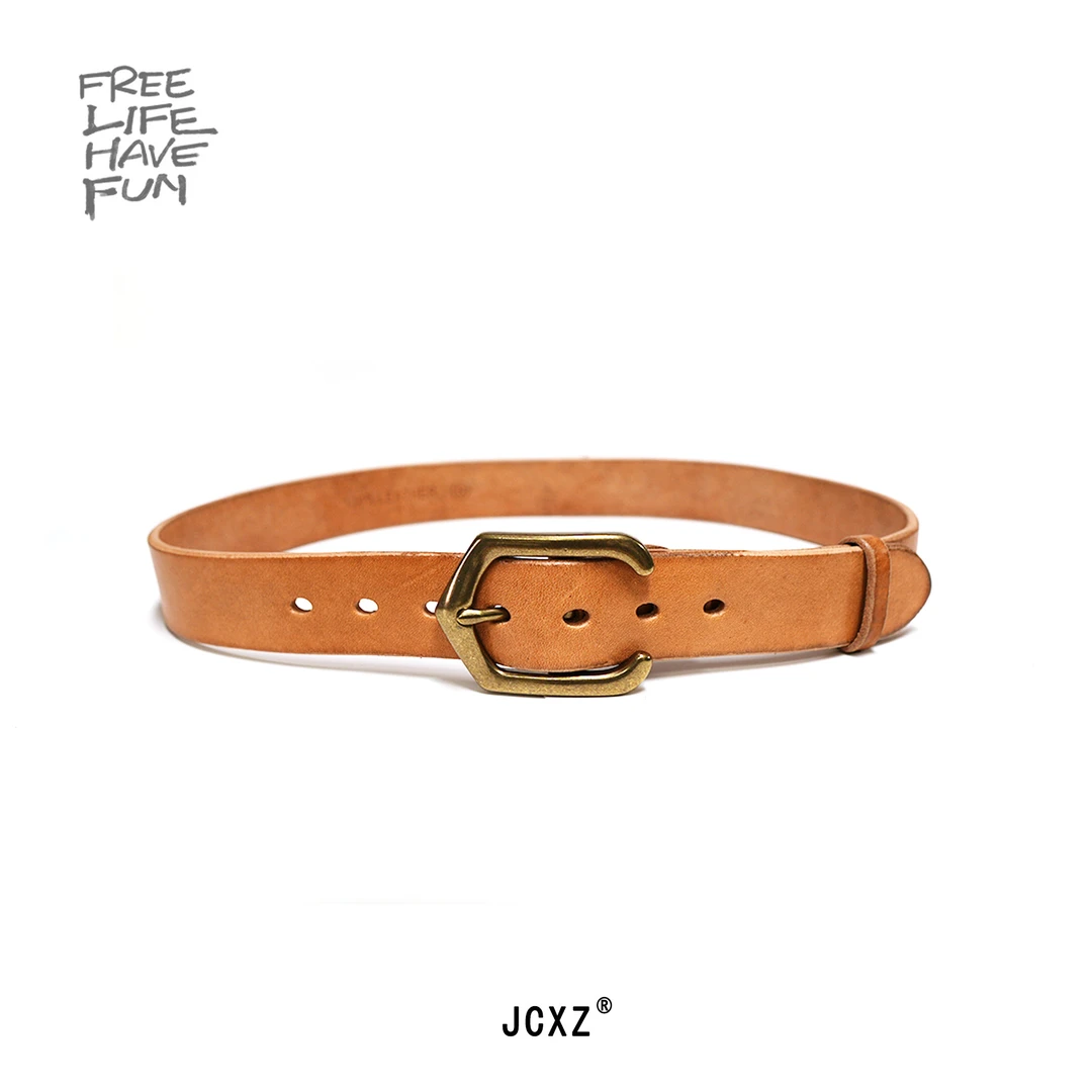 男士真牛皮皮带手工擦色水染西部腰带针眼美式复古牛仔休闲