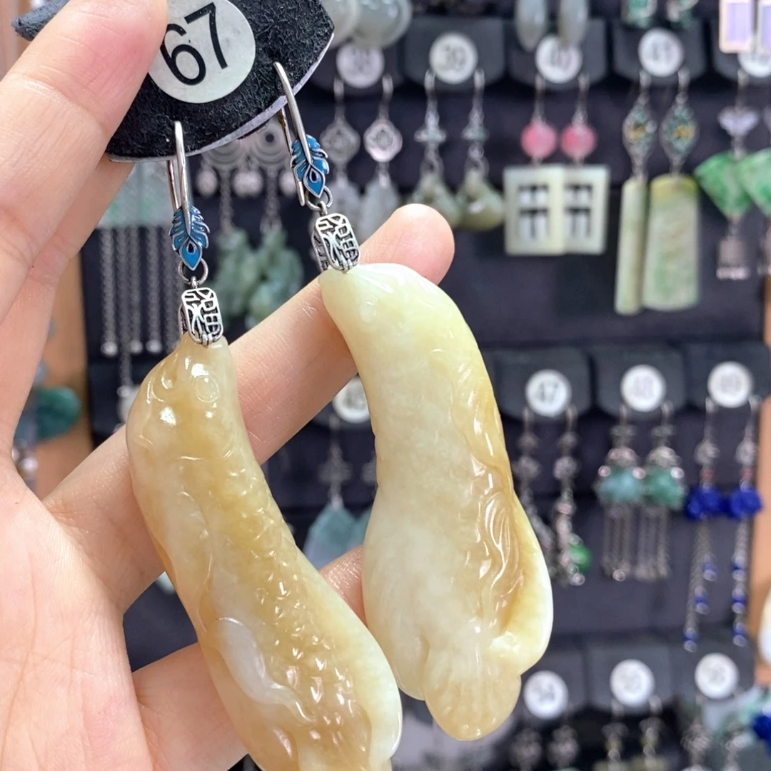 可***多和田玉银S925镶嵌耳饰X16