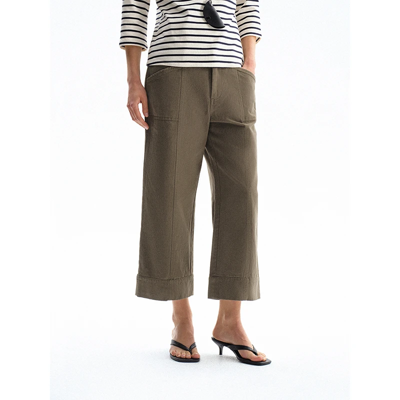 FLOWERSAYS：山梅花 忠贞 极简休闲利落版型微弹九分裤微喇裤