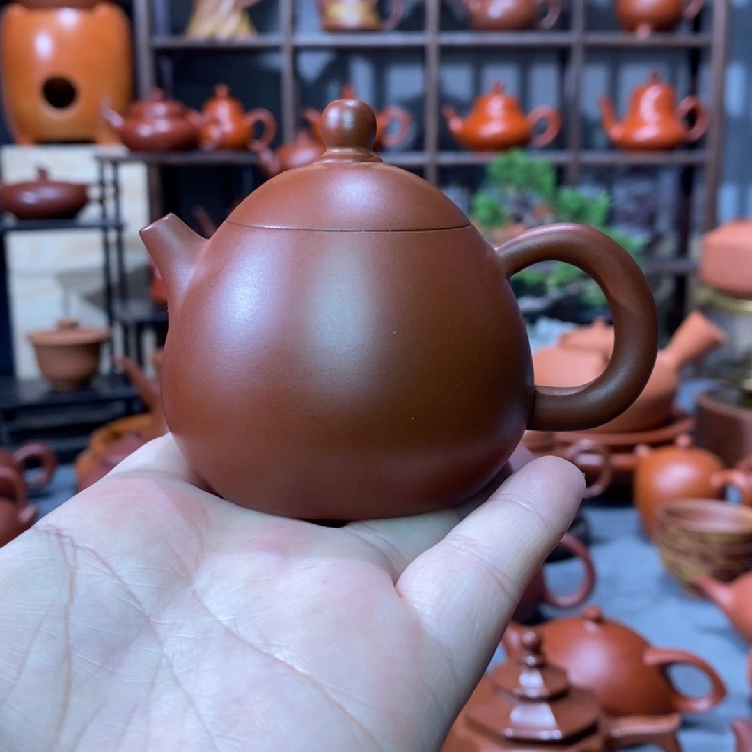 紫砂茶壶福利款潮州手拉壶朱泥龙蛋100cc