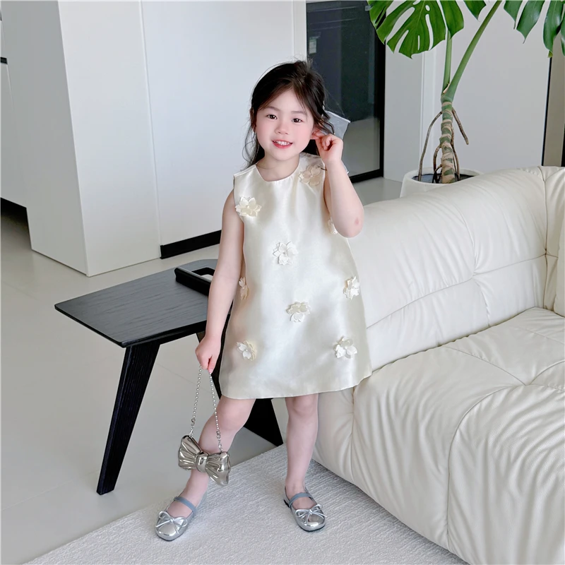 【流素】C2550QZ缎面花朵背心裙鱼子酱品牌童装女童