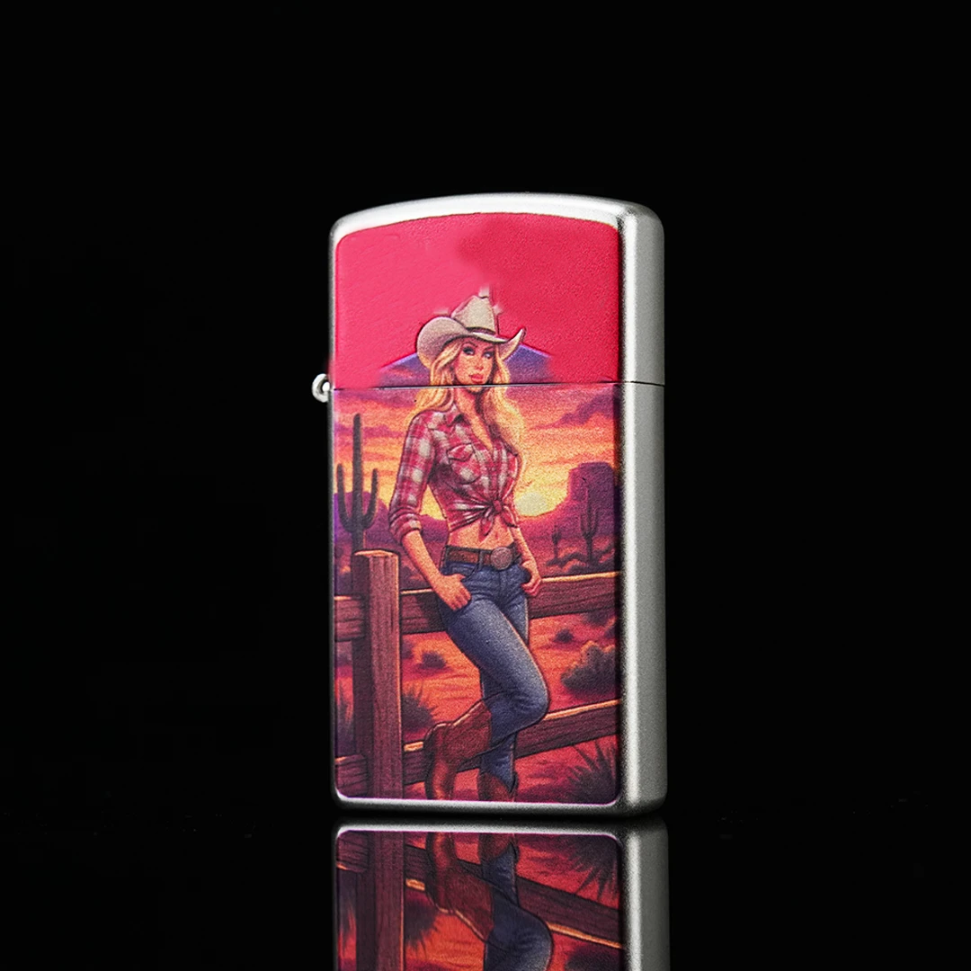 网红款 Zippo 牛仔女郎防风火机 复古西部风创意男士送礼打火机