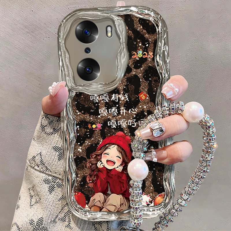 适用于【华为】荣耀60Pro豹纹嘎嘎好运小女孩创意时尚手机壳