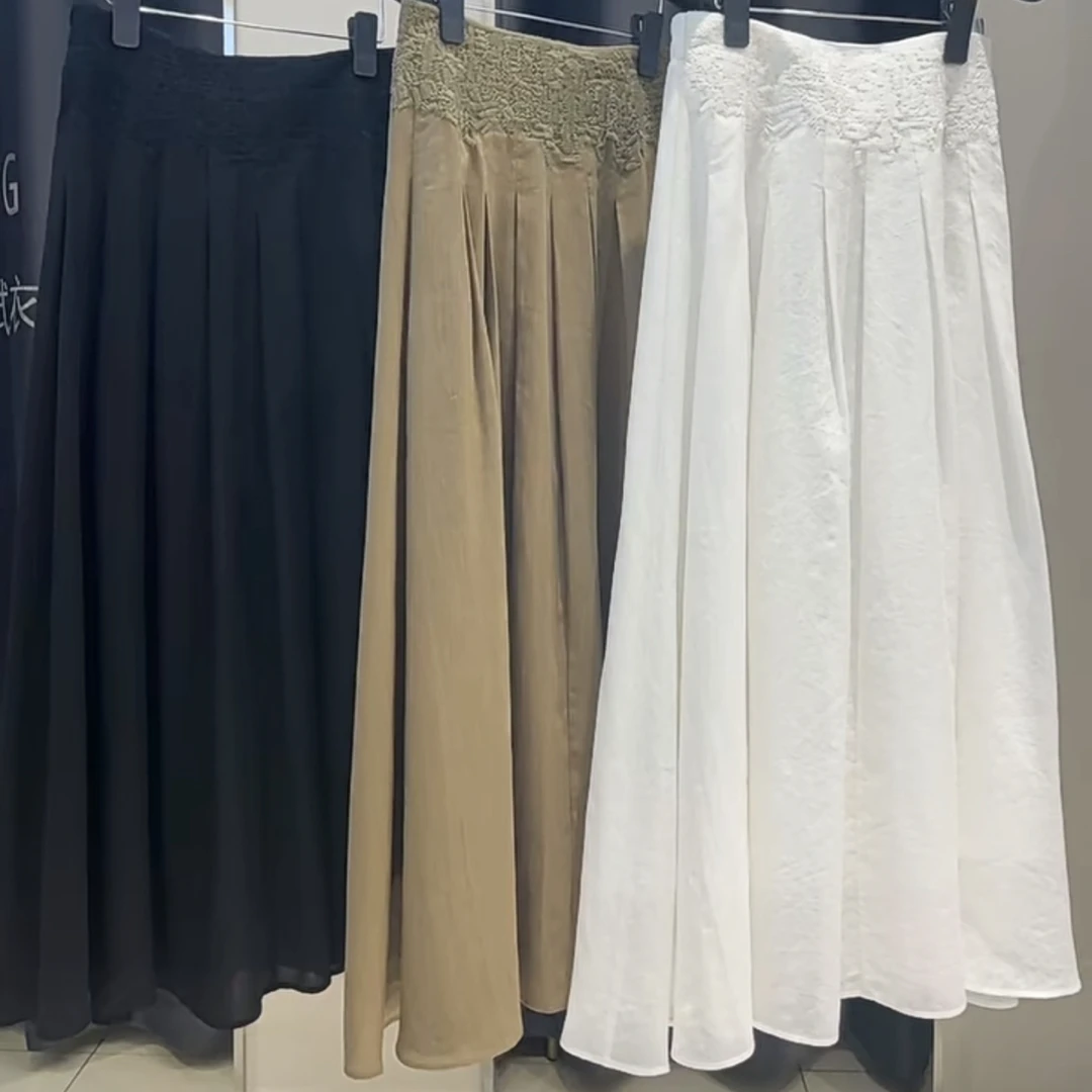 LINGZI/领姿复古风腰部刺绣半裙210925