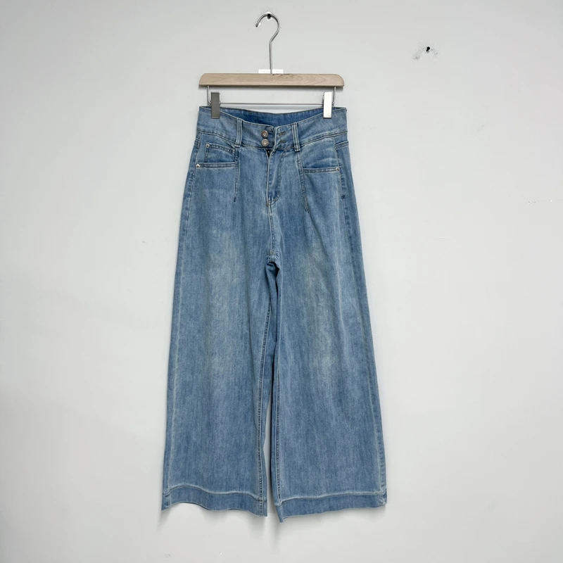 9916菲家早春款牛仔裤 时尚休闲宽松直筒潮流百搭阔腿裤