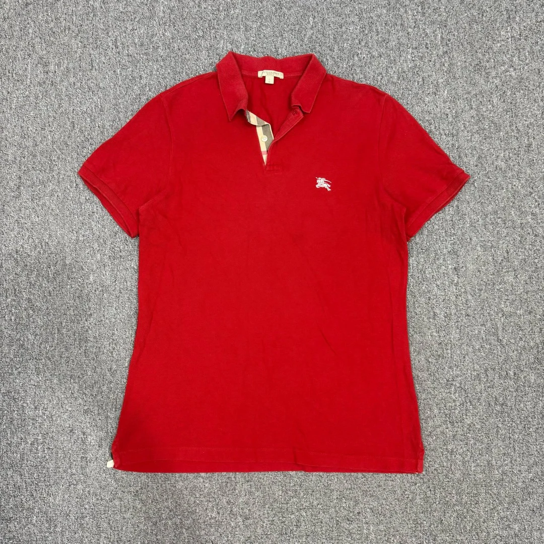 99新 BURBERRY/博柏利 13635772红色胸前战马刺绣短袖Polo衫 L码