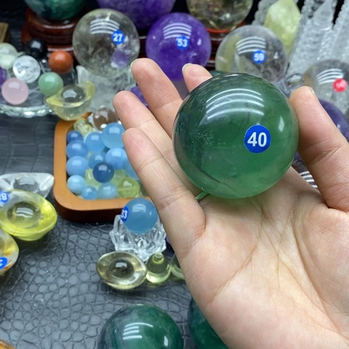海***清石材天然萤石球摆件