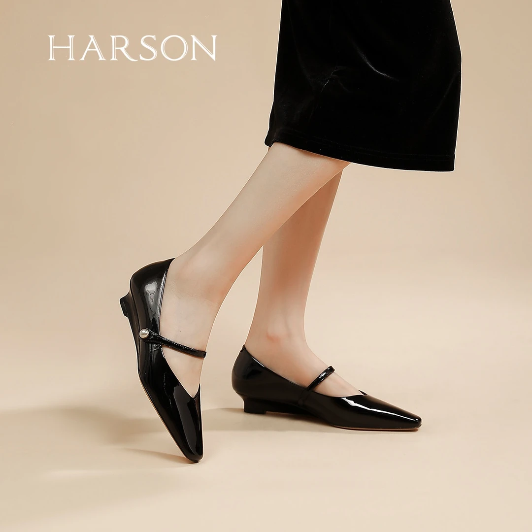 2025春季新款真皮低跟浅口玛丽珍鞋女一字带单鞋女鞋   HWS250120