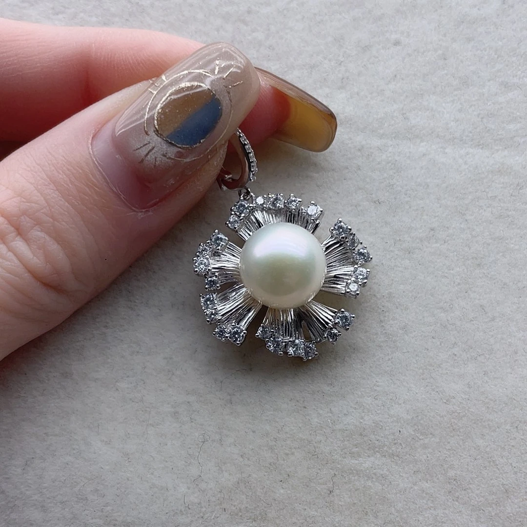 淡水珍珠吊坠25银S925镶嵌