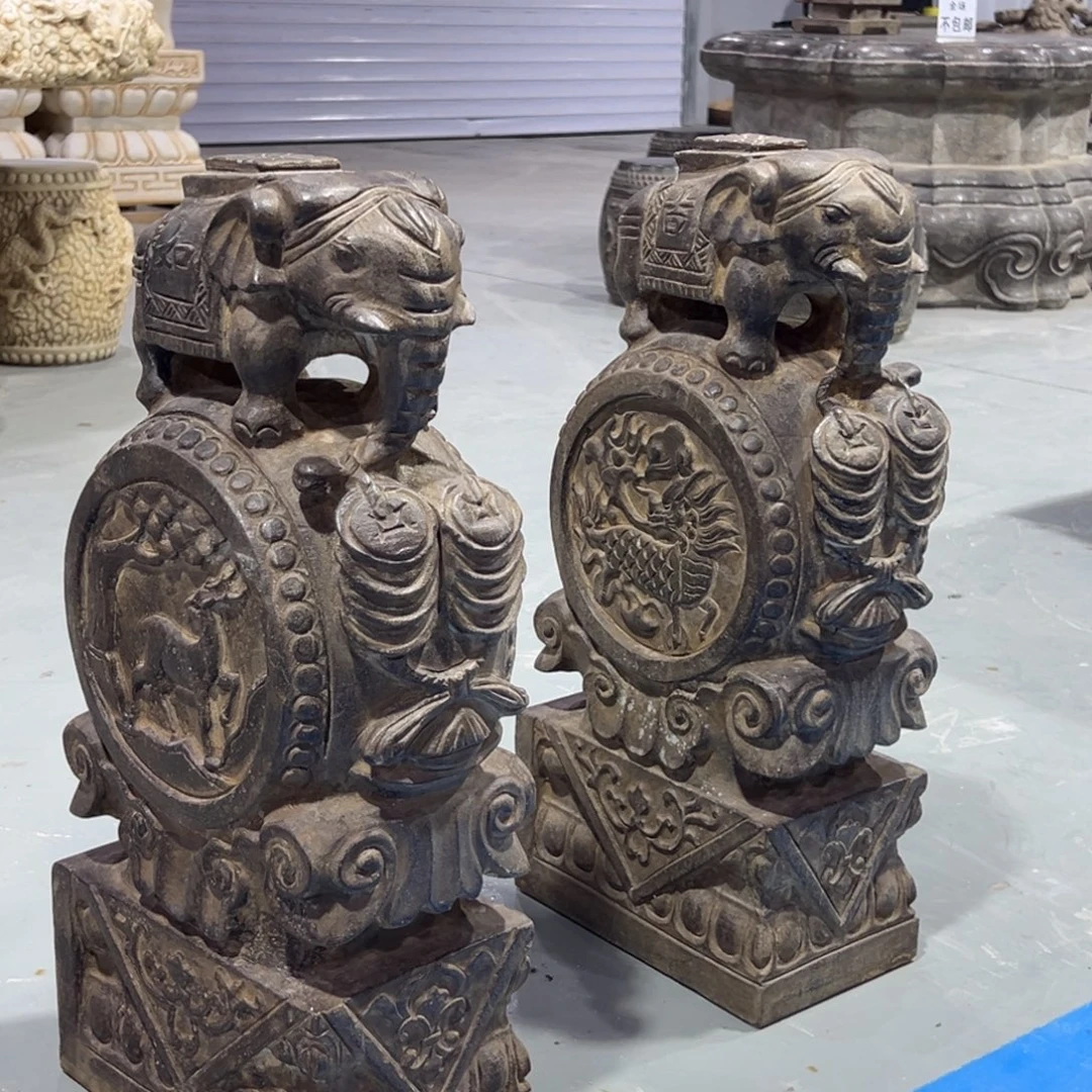 大象抱鼓石黑青石