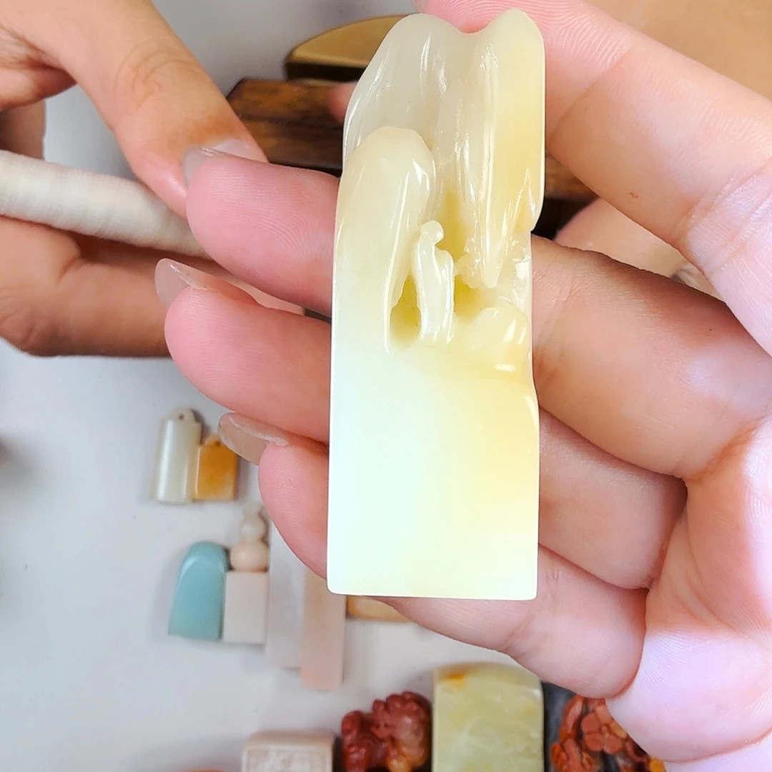 寿山石印石芙蓉山水悟道2.0公分包刻字