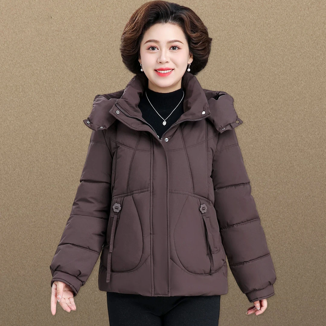 50多岁妈妈秋冬外套大码小个子冬季棉袄加厚中老年人羽绒棉服女款