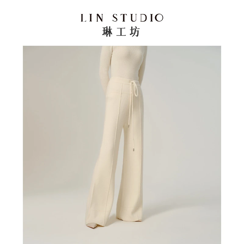 【白色 山羊绒+绵羊毛】琳工坊梵清阔腿裤唐琳设计师长裤直筒时尚