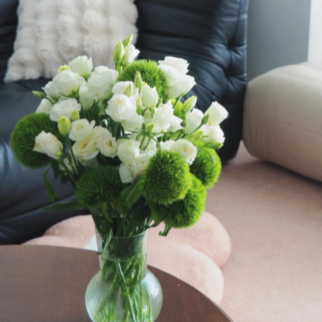 白色洋桔梗➕绿毛球水养混搭插花超长花期小清新包邮