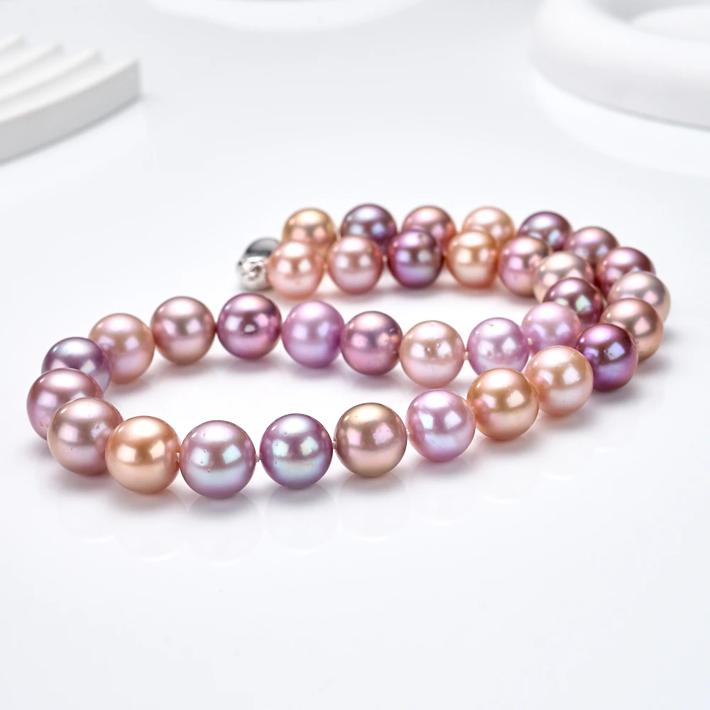 【618礼物】时尚百搭高贵炫彩淡水大点位混彩珍珠项链11-13mm（微瑕）