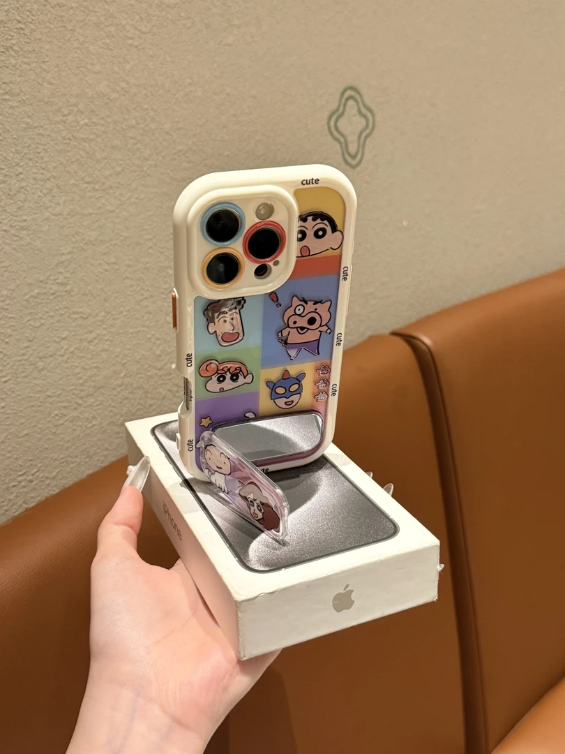 可爱蜡笔小新适用苹果/华为/OPPO/VIVO/小米/全包防摔支架手机壳