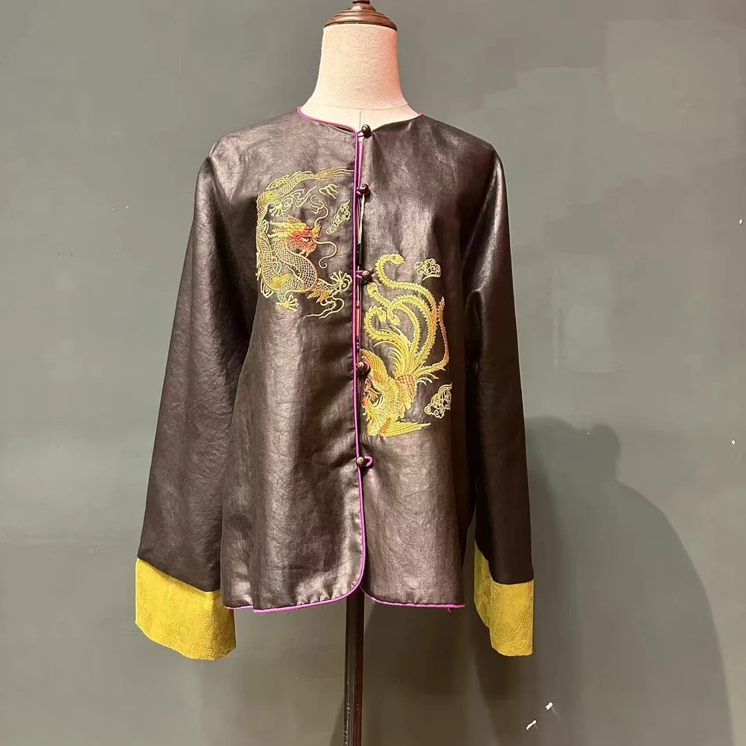 艾可原创 双面穿上衣 电力纺平板香云纱 龙凤吉祥系列 长60起