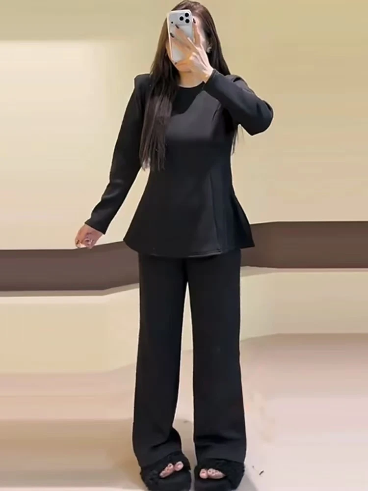 慵懒风加绒收腰两件套胖mm2025冬季新款显瘦宽松大码女装