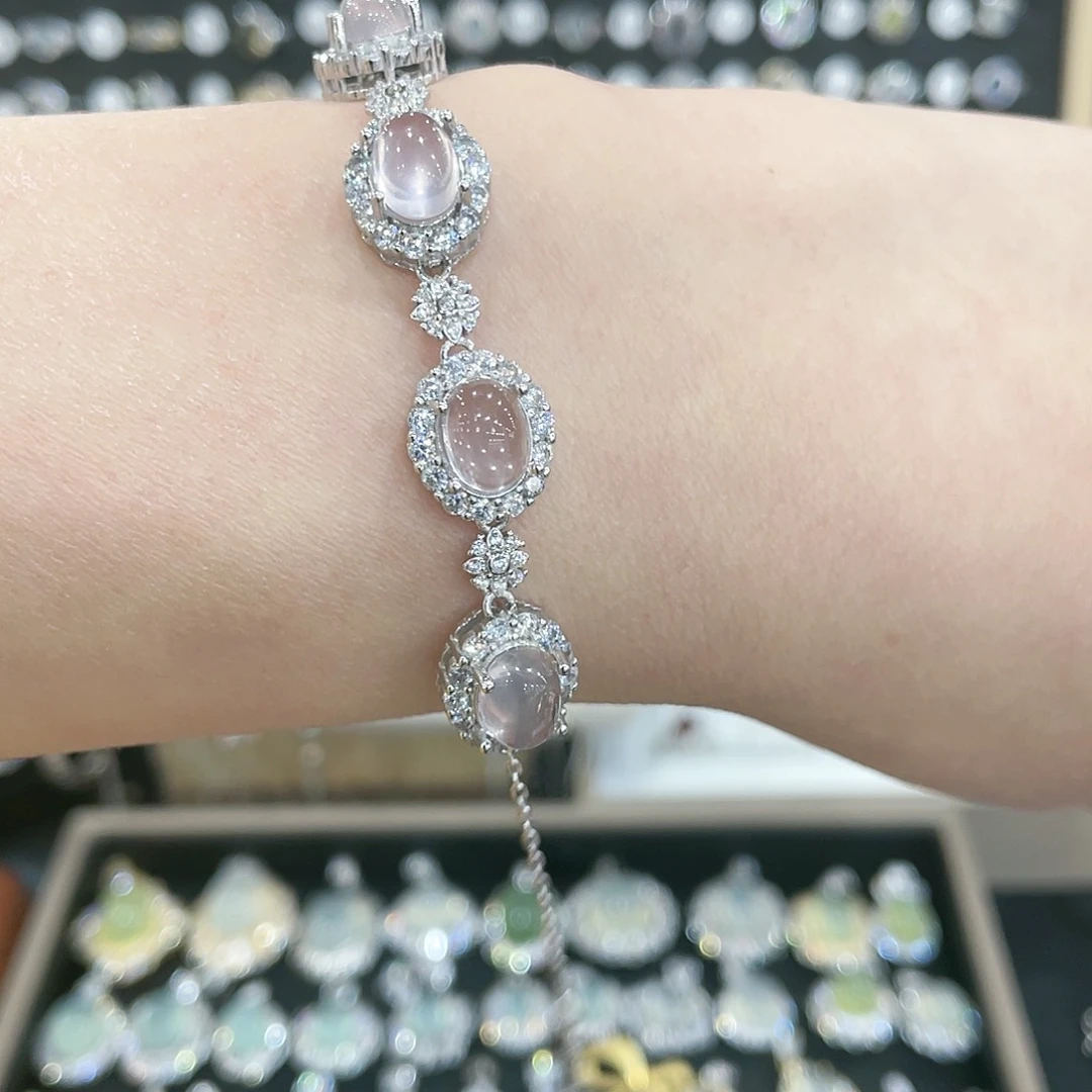 芙蓉石手链银S925镶嵌叫****以