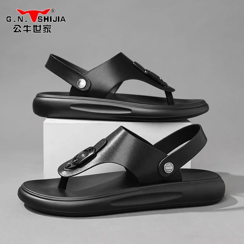 公牛世家凉鞋男款春季防滑户外运动海边沙滩休闲耐磨夹脚人字拖鞋