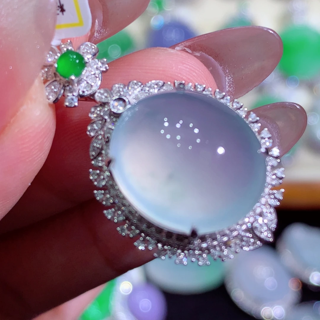 翡翠18K金镶嵌吊坠(不含链)