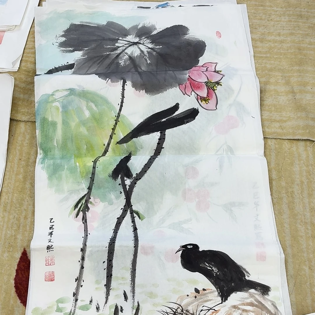 国画三尺整纸手绘作品