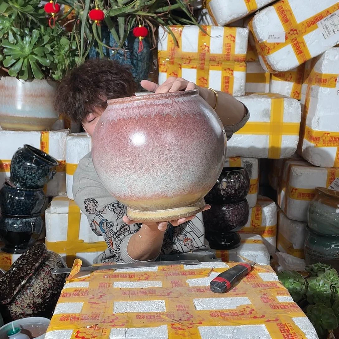 无铅玻璃宜兴紫砂花盆