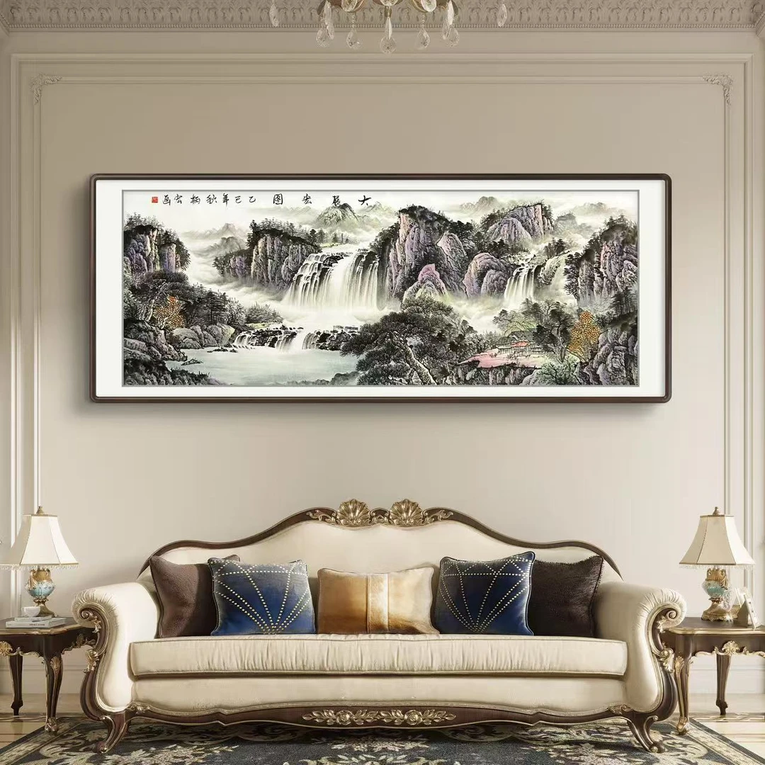 《大展宏图》手绘横幅六尺国画宣纸作品客厅餐厅办公室挂画文玩探宝