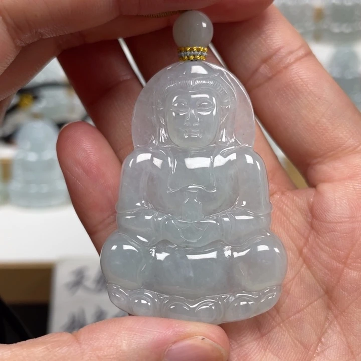 颈饰未镶嵌翡翠天然缅甸翡翠A货观音30号