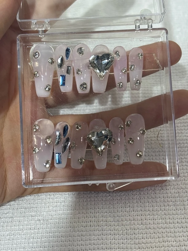 人鱼姬爆闪猫眼法式穿戴甲纯手工显白高级感可拆卸美甲贴片