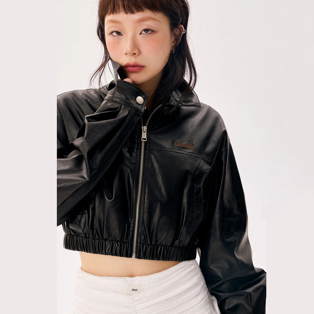 CHUU秋季女装机车夹克复古仿PU辣妹高级感穿搭个性外套