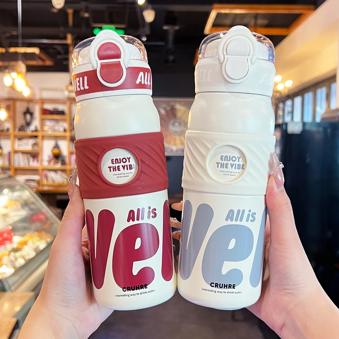 双饮保温杯运动水杯男2025新款大容量夏天健身便携水壶学生吸管杯