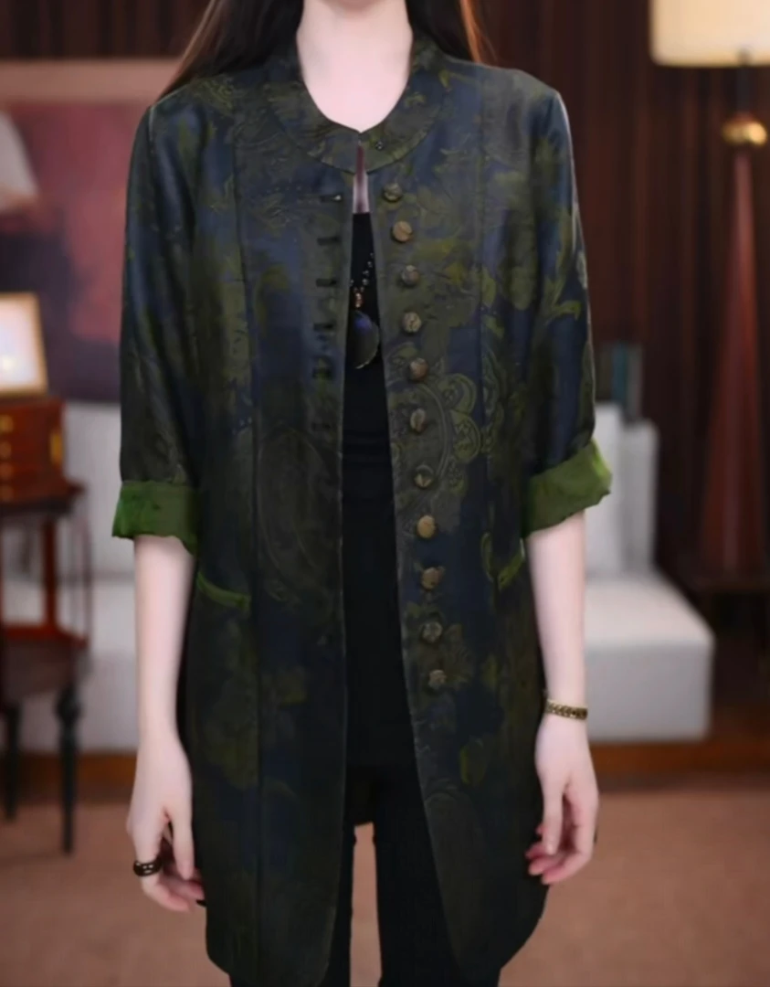 【晴风】 新中式时尚复古显瘦夏季百搭文艺季宽松国风中袖短款上衣