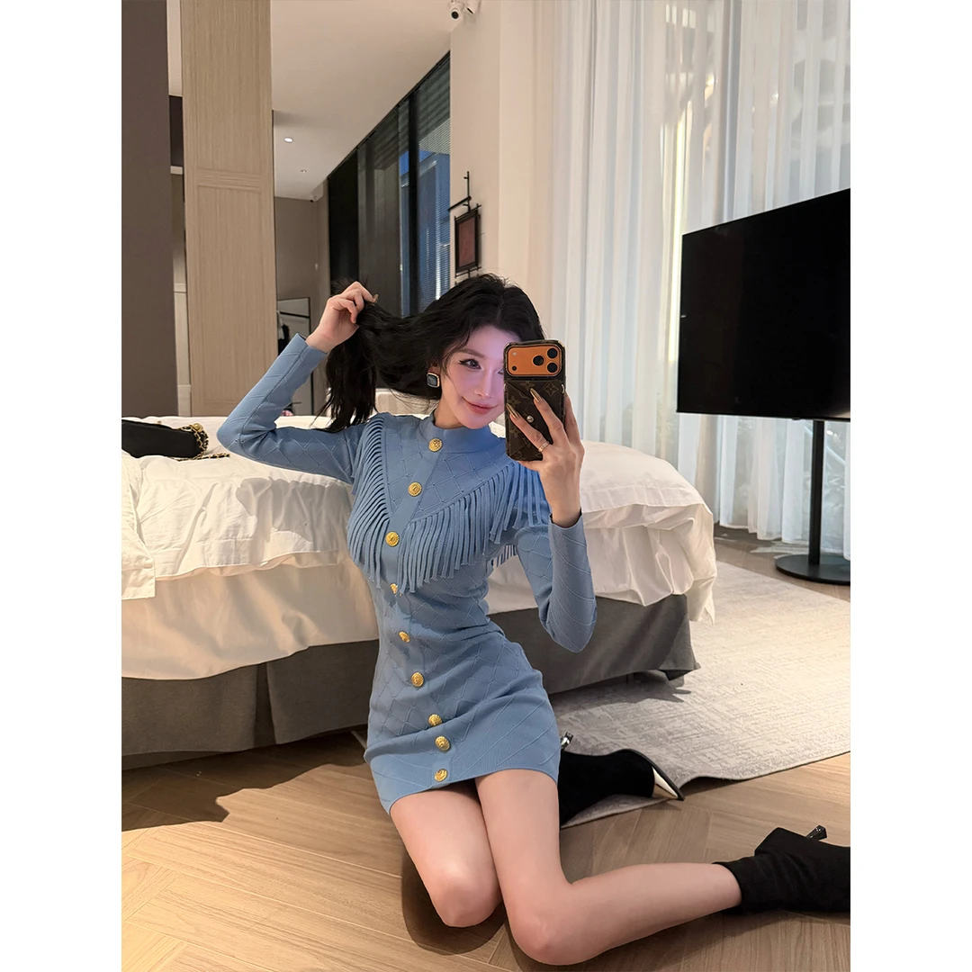 毛妮LADIESFIRST 小香风流苏针织连衣裙高级感气质轻奢裙子L2970