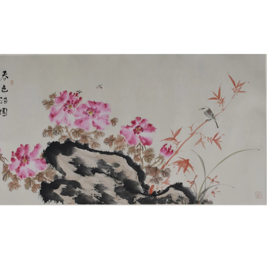 HM8504 霍老 春色满园 67X137cm 纸本镜片