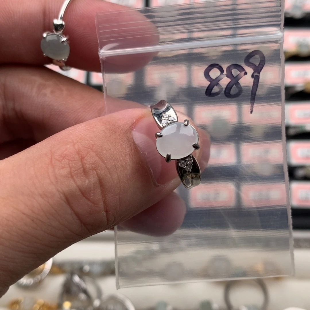 翡翠银S925镶嵌戒圈889