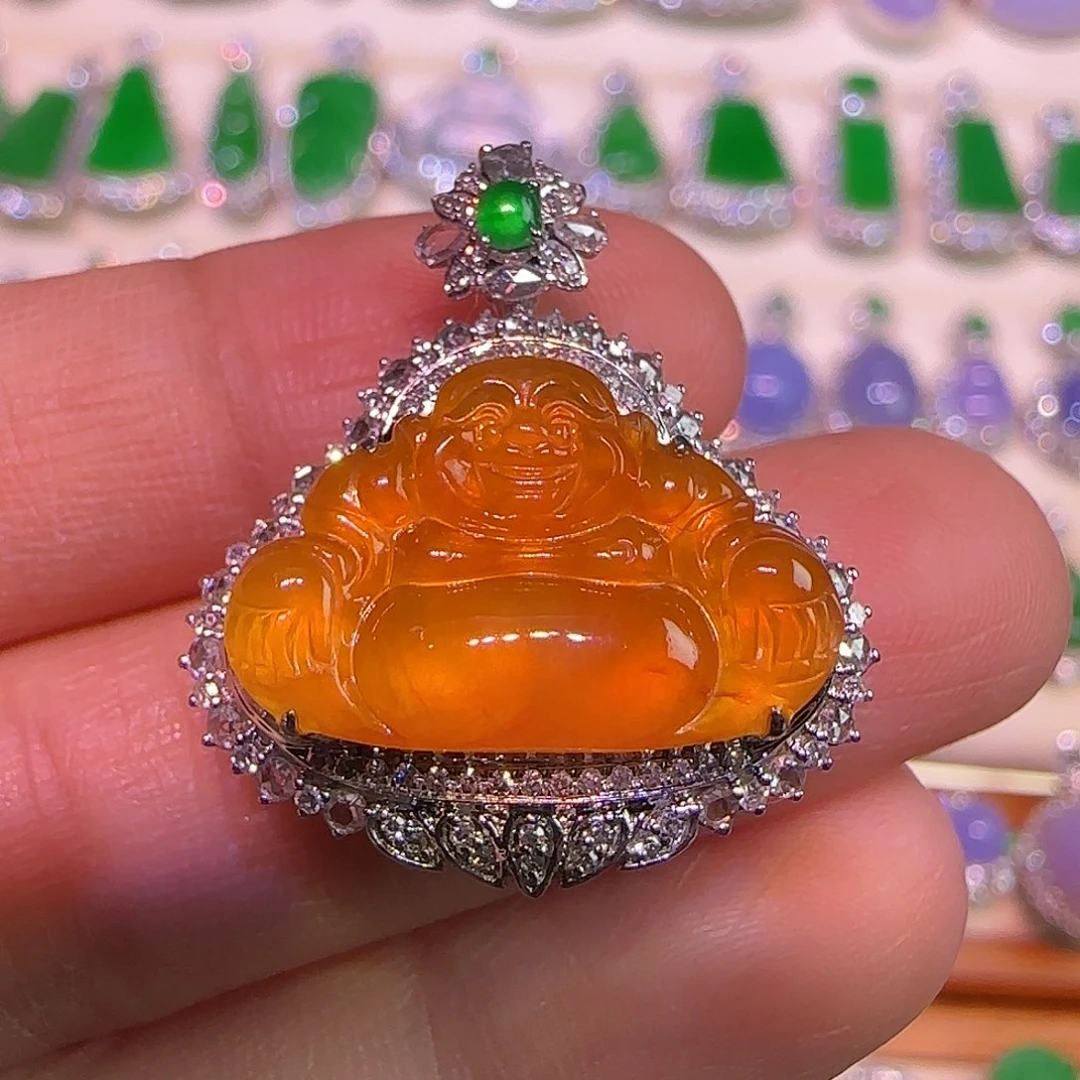 翡翠18K金镶嵌吊坠(不含链)