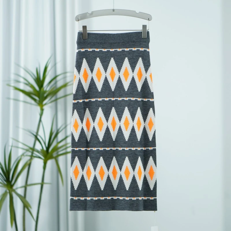 尚系列  Z1230-5  女装时尚时尚针织菱格半身裙灰色