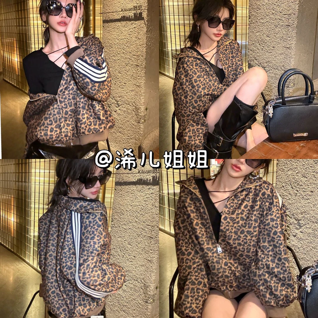 豹纹宽松外套百搭开衫