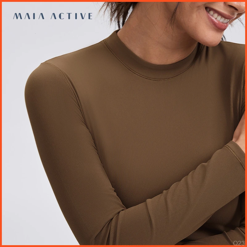 MAIA柔软肌理综合训练服吸湿排汗紧身运动小高领可内搭长袖上衣